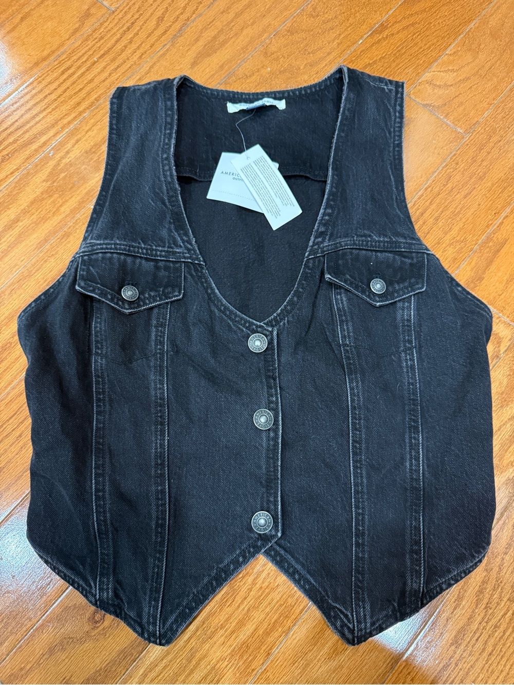 American Eagle Outfitters Black Denim Vest